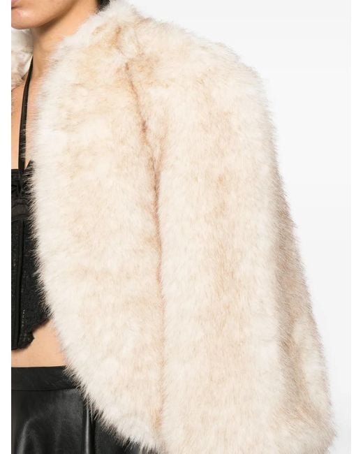 Saiid Kobeisy Natural Cropped Faux-Fur Jacket