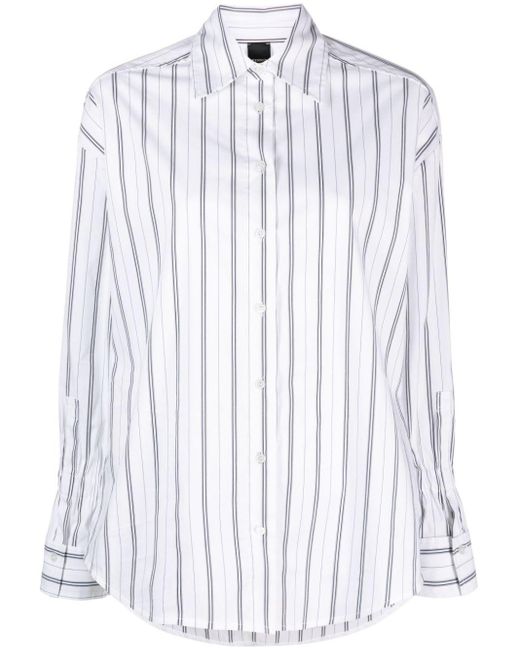 Pinko White Striped Long-sleeve Shirt