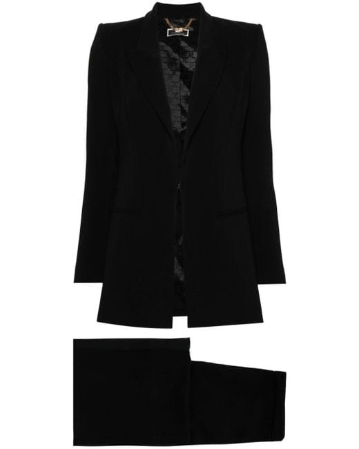 Elisabetta Franchi Black Logo-plaque Flared Suit