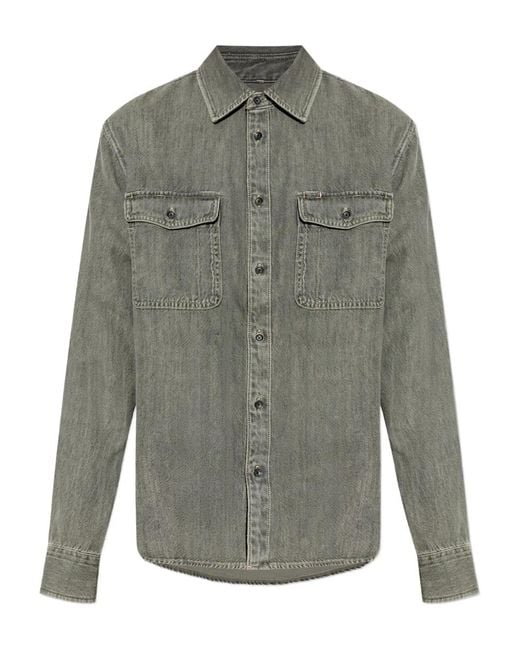 Rag & Bone Gray Patch-Pocket Shirt for men