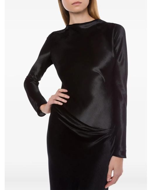 Alberta Ferretti Black Satin Long Dress
