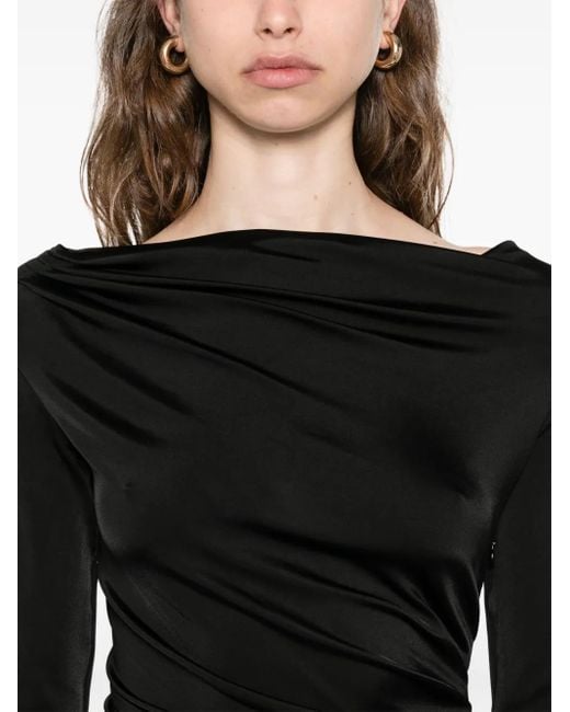 Victoria Beckham Black Floor-Length Dress With Off-The-Shoulder Neckline