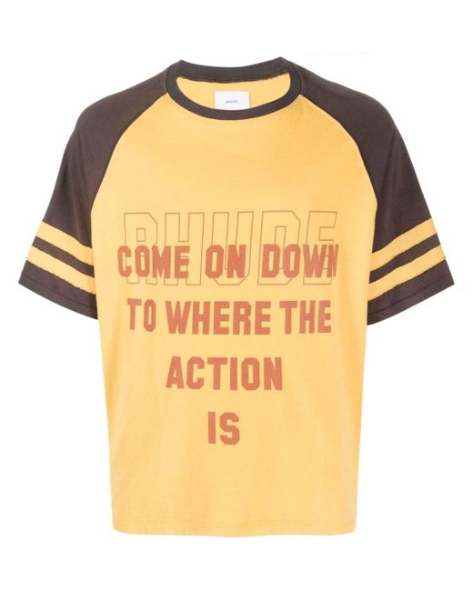 Rhude T-shirt Met Logoprint in het Yellow voor heren