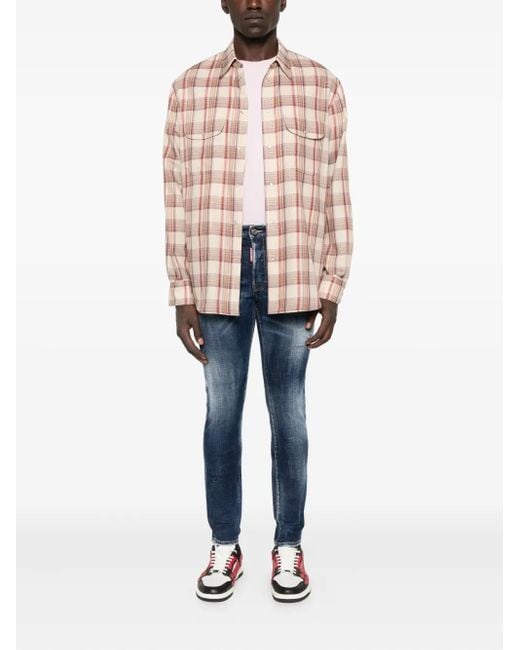 DSquared² Pink Checked Pocket Shirt for men