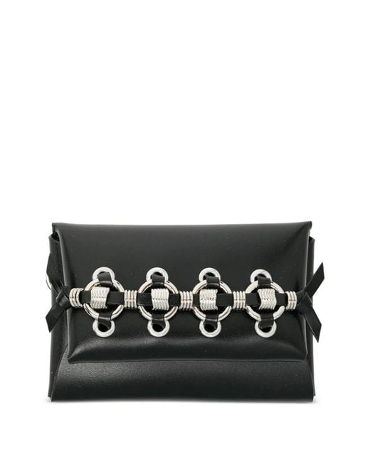 Toga Black Ring-Detail Leather Cardholder for men