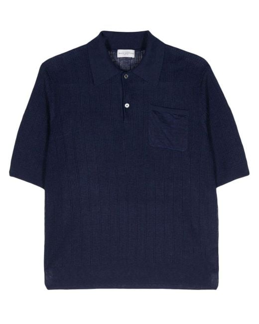 Ballantyne Blue Open-knit Polo Shirt for men
