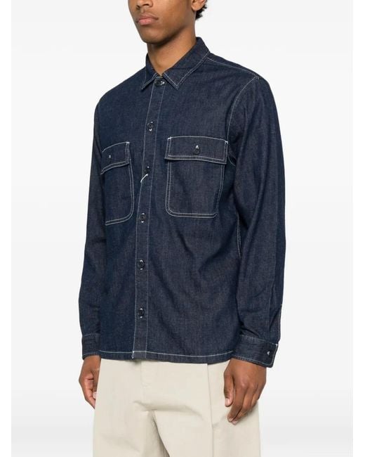 Samsøe & Samsøe Blue Patch-Pocket Shirt for men