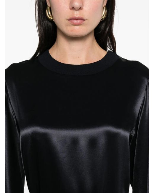 Peserico Black Satin Midi Dress