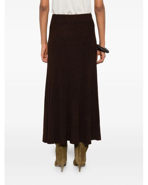 Bompard Geribbelde Flared Midi-Rok in het Brown