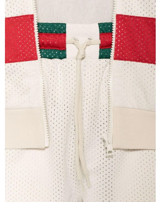 Gucci Red Web-stripe Mesh Track Shorts for men