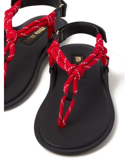 Miu Miu Red Riviere Cord Thong Sandals