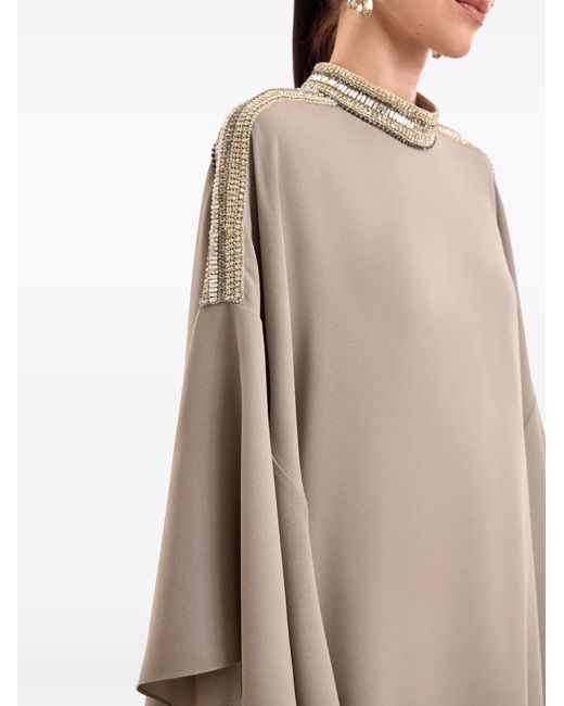 Gemy Maalouf Natural Bead-Embellished Kaftan