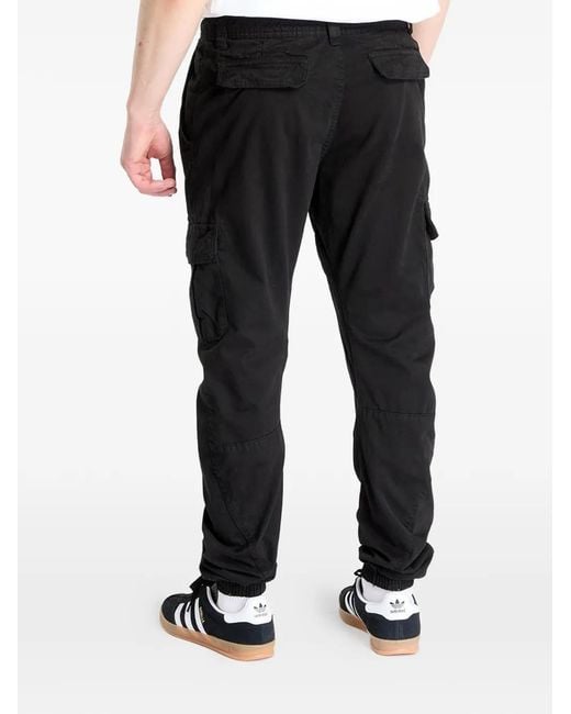 Urban Classics Black Elasticated-Cuff Buttoned Trousers for men