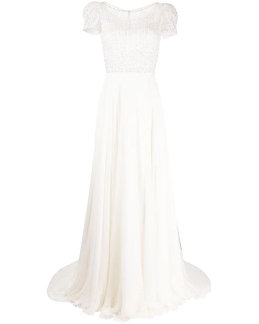 Jenny Packham White Hedvig Puff-sleeve Bridal Gown