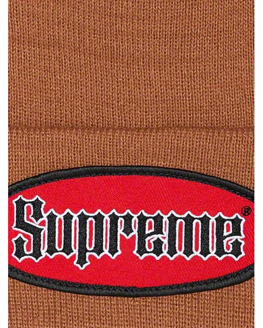 Supreme Red Oval Patch Beanie for men