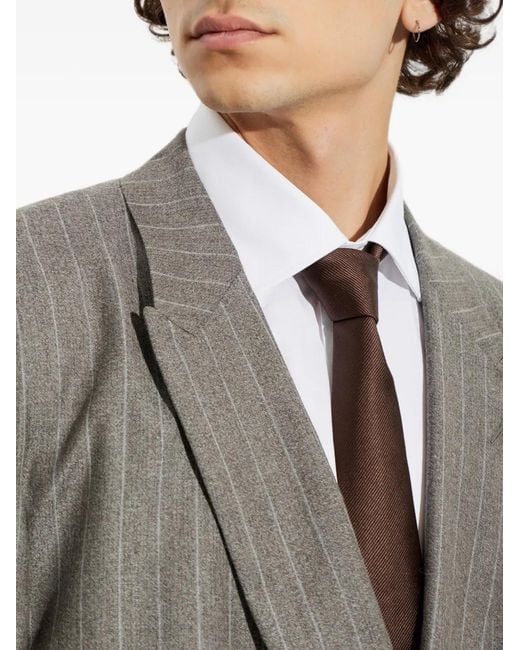 Giorgio Armani Brown Diagonal-Stripe Silk Tie for men