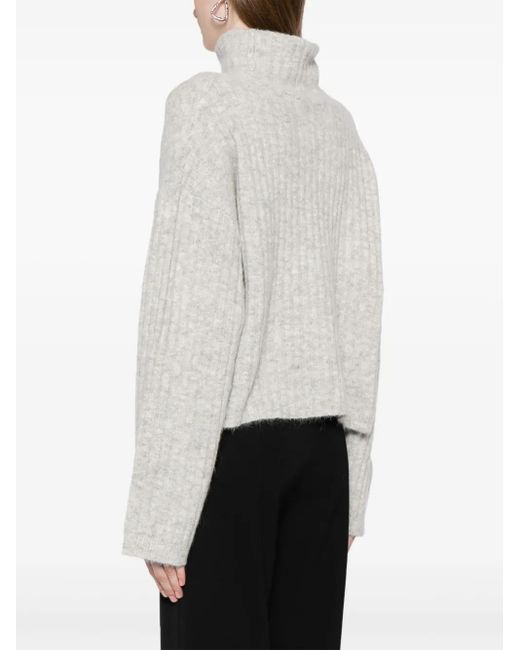 B+ AB White High-Neck Drop-Shoulder Jumper