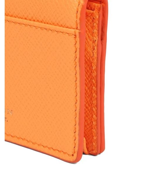 Smythson Orange Panama Snap-Closure Folded Card Case