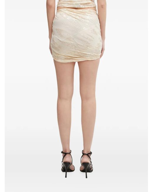 Rick Owens White Sequin-Embellished Draped Mini Skirt