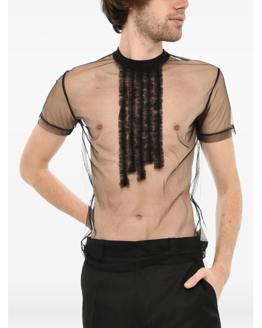 DSquared² Black Ruffled Tulle T-Shirt for men