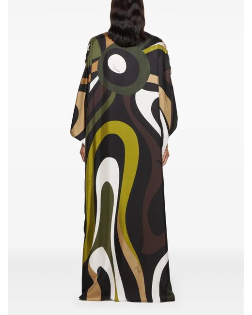 Emilio Pucci Marmo プリント シルクドレス Black