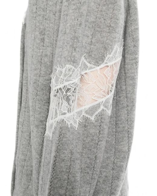 FETICO Gray Hairy-Lace Paneled Cardigan