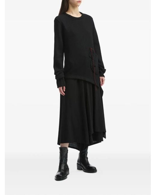 Y's Yohji Yamamoto Black Asymmetric-Pocket Wool Sweater