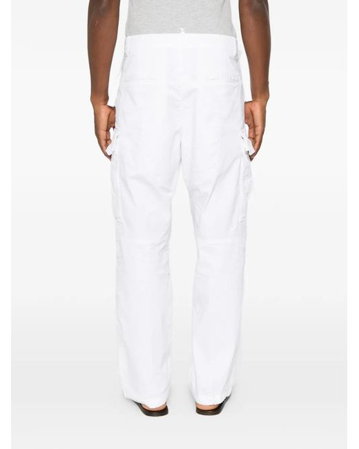 DSquared² White Logo-Patch Flap-Pocket Trousers for men