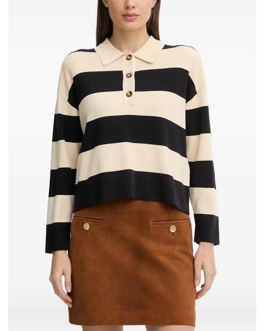 Pedro Del Hierro Madrid Natural Striped Polo-Collar Sweater