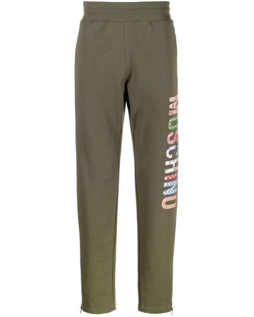 Moschino Green Logo-Print Track Pants for men
