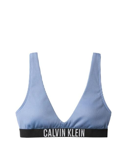 Calvin Klein Intense Power Geribbelde Bikinitop in het Blue