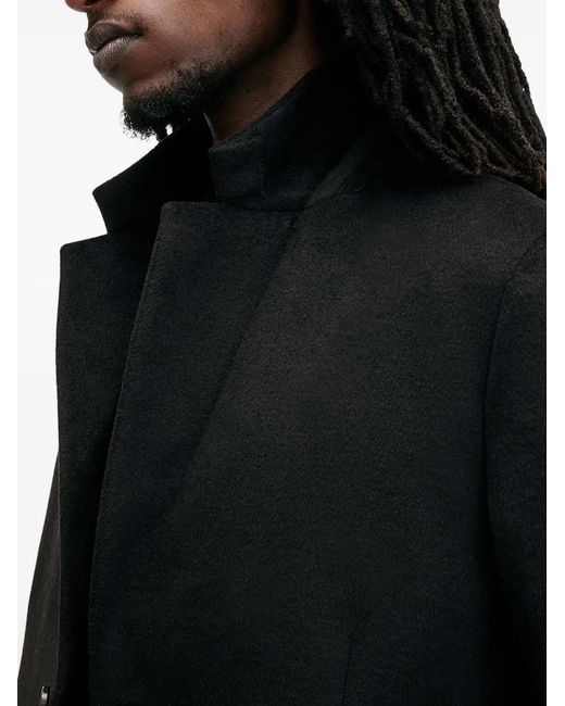 AllSaints Black Hal Button-Fastening Coat for men