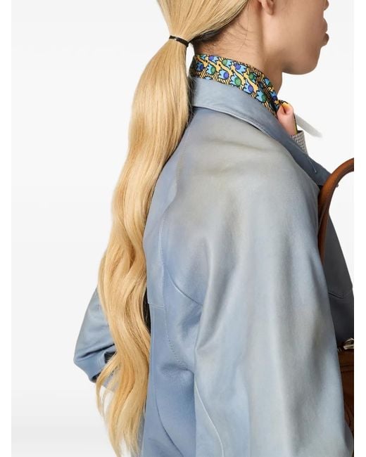 Miu Miu Blue Nappa-Leather Jacket