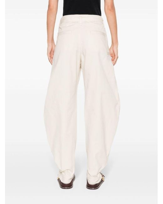 Lemaire White Belted Tapered-leg Trousers
