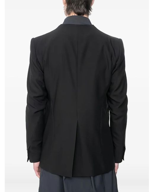 DEVOA Black Single-Breasted Wool-Mohair Dinner Jacket for men