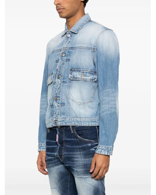 DSquared² Blue 'Heritage' Boxy Denim Jacket for men