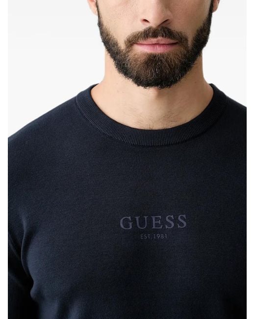 Guess Blue Logo-Print Sweater for men