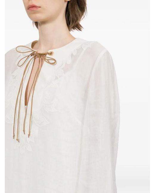 Zimmermann White Indra Embroiderd Tunic Dress