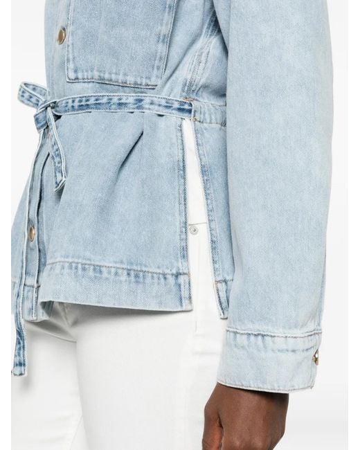 Gant Blue Belted Button-Up Denim Jacket