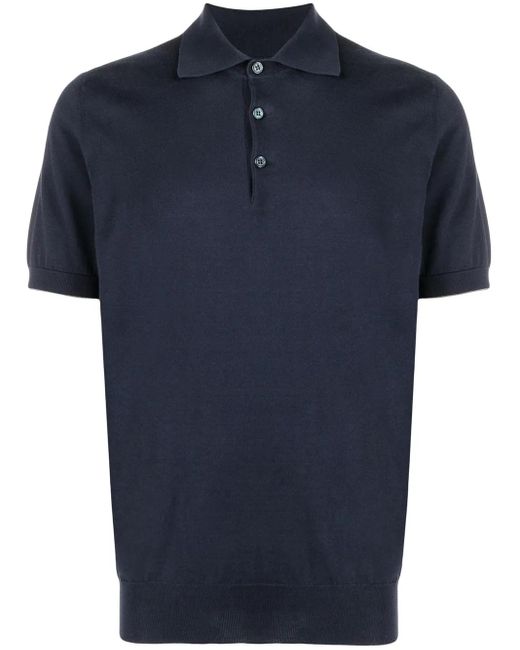 Brunello Cucinelli Fijngebreid Poloshirt in het Blue voor heren