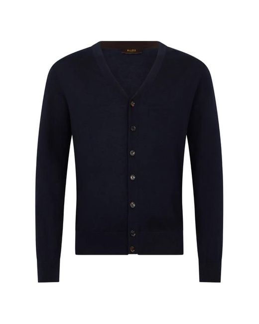 Moorer Blue V-Neck Cardigan for men