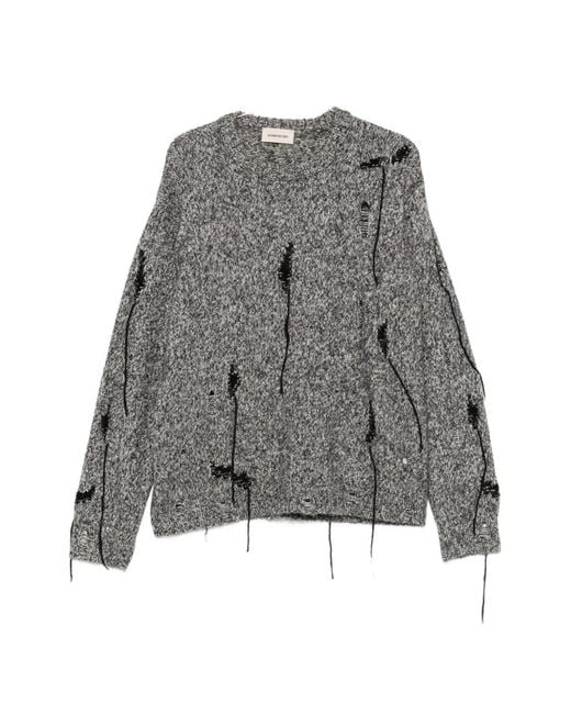 Atomo Factory Gray Distressed Marl-Knit Sweater for men
