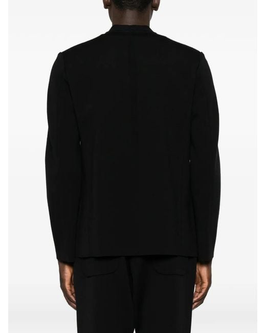 CFCL Black Single-Breasted Collarless Jacket for men