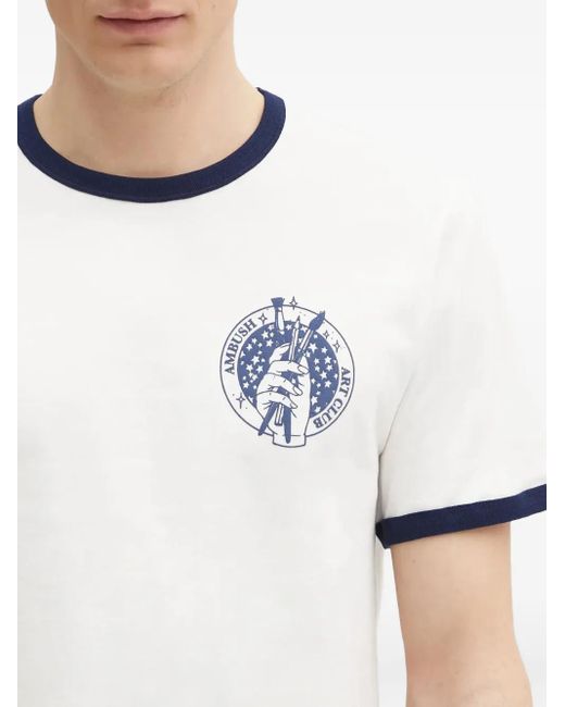 Ambush White Art Club Graphic-Print T-Shirt for men