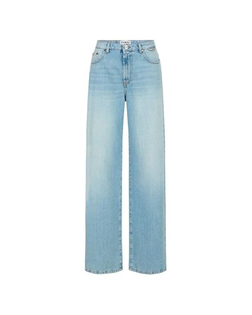 Iceberg Blue Faded Wide-Leg Jeans