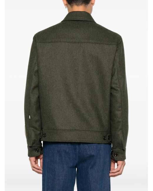 NEW YORK RESIDENT Green Collared Overshirt for men