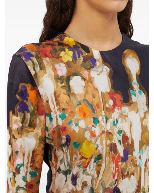 MSGM Black Maxikleid mit Print