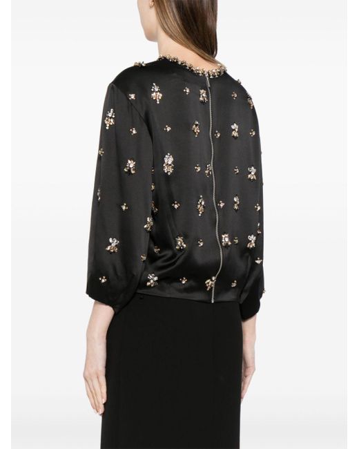 Jenny Packham Black Disco Crystal-Embellished Top