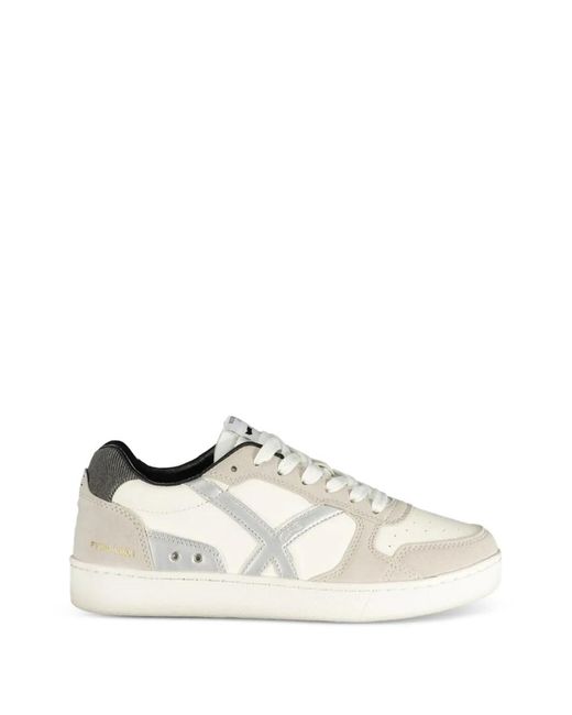 Gas White Panelled Perforated Sneakers