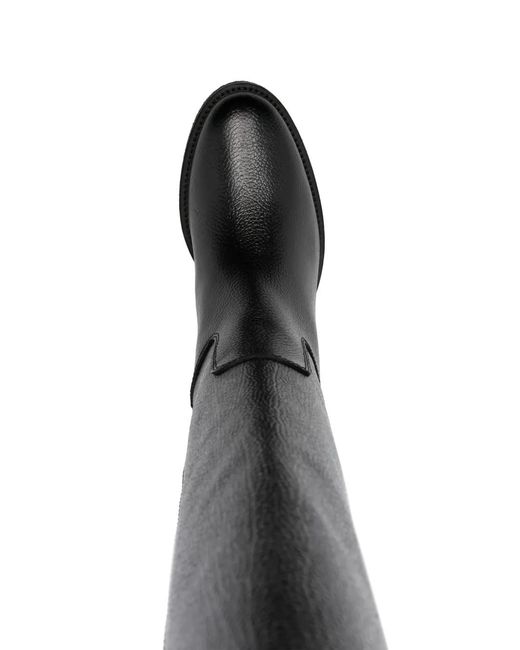 Via Roma 15 Black Logo-Plaque Leather Knee-High Boots